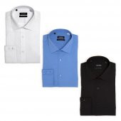 PINGÖMLEK KENSINGTON MONTELLO VESTA COMBO 37 ÜÇLÜ SET ERKEK GÖMLEK DESENLİ BEYAZ ORTA MAVİ SİYAH - 1