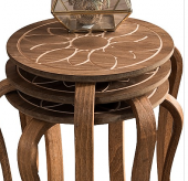 Zigon Sehpa Modern tasarım Ahşap Ayak Oymalı desen Ceviz renk - 1