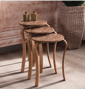 Zigon Sehpa Modern tasarım Ahşap Ayak Oymalı desen Ceviz renk - 3