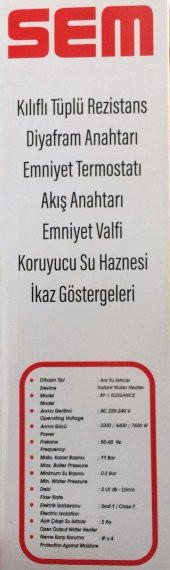 SEM BT-1 ELEGANCE elektrikli şofben - 2