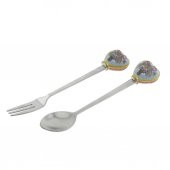 Çiçek Desenli Kalpli Çatal Ve Kaşık - 10