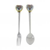 Çiçek Desenli Kalpli Çatal Ve Kaşık - 12