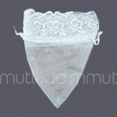 24 Adet 10x13cm Ağzı Dantel Üçgen Kese - 5