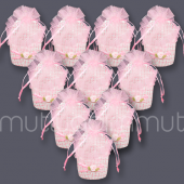 24 Adet Ağzı Üçgen Hasır Hediyelik Çanta Kese Çerezlik - 1