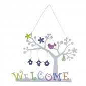 Welcome Yazılı Metal Ağaç Kapı Süsü 27x21cm - 1
