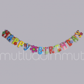 Çiçekli Happy Birthday Flama Bayrak Banner - 2