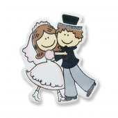 Ahşap Sticker Simli Sarışın Gelin Damat 12 Adet - 1