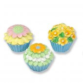 6 Adet Karışık Çiçekli Cupcake Biblo - 1