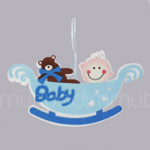 Ayıcıkılı Kızakta Bebek Keçe Kapı Süsü 29x17cm - 2