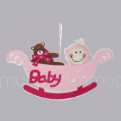Ayıcıkılı Kızakta Bebek Keçe Kapı Süsü 29x17cm - 3