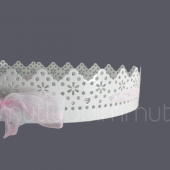 Pembe Kurdelalı Oval Metal Tepsi - 3