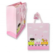 Trenli Pembe Büyük Karton Çanta 26x32cm 1 Adet - 1