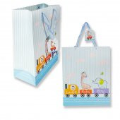 Trenli Mavi Büyük Karton Çanta 26x31cm 1 Adet thumbnail 1