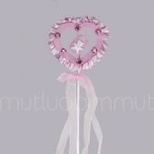 12 Adet Kumaş Fırfırlı Süslü Kalp Çubuk thumbnail 3