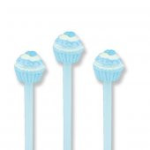 12 Adet Mavi Kalpli Cupcake'li Kurşun Kalem - 1
