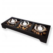 Dekoratif 3 Bölmeli Cam Mumluk Ve 3 Led Mum - 1