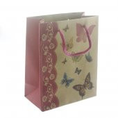 12 Adet 11x14cm Kelebekli Kraft Karton Çanta - 1