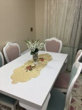 Kadife Lazer Kesim Nakışlı ve Dijital Baskılı Runner GOLD - 1