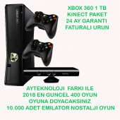 XBOX 360 1 TB+400 OYUN+2 YIL GARANTİ+2 KOL+KİNECT - 2