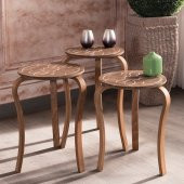 Oymalı desen Zigon Sehpa Modern tasarım Ahşap Ayak  Ceviz renk - 1