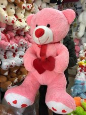 110CM DEV BOY KALPLİ BÜYÜK BOY PEMBE PELUŞ AYI, PELUŞCU BABA! - 1