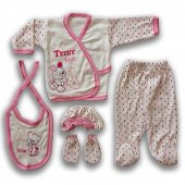 32139-3 LUXELINE - ORGANİK 100 PAMUK 5 Parça Zıbın takımı(PEMBE) - 1