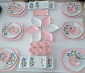 Keramika Açık Pembe Butterfly Kahvaltı Takımı - 1