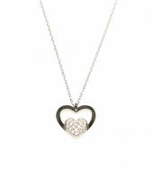 925 Ayar Gümüş Kalp Anahtar Kolye, Beyaz Taş - 2