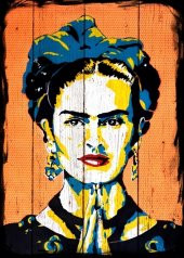 Frida kahlo Ahşap Eskitme Tablo Ev,cafe,ofis dekorasyonu - 1