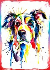 Sevimli köpek Ahşap Eskitme Tablo Ev,cafe,ofis dekorasyonu - 1