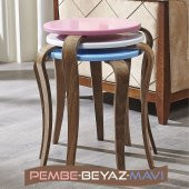 MODERN TASARIM LAKE CİLA Ahşap Lükens Zigon Sehpa Masa Pembe-Beyaz-Mavi - 2