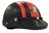 Motorsiklet Kaskı Harley Davidson Stili Deri Kask Siyah Kırmızı - 1