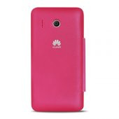 Huawei Y320 Çift Pencereli Flip Cover Pembe - 2