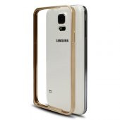 Samsung G900FQ S5 Bumper Çerçeve Kılıf Gold - 1