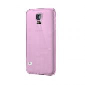 Samsung Galaxy S5 (G900) Kılıf Soft Silikon Şeffaf-Pembe Arka Kapak - 1
