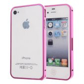 iPhone 4s 0,7mm Metal Bumper Çerçeve Kılıf Pembe - 1