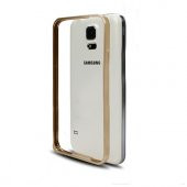 Samsung G900 S5 0,7 mm Metal Bumper Çerçeve Kılıf Gold - 1