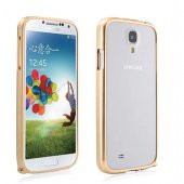 Samsung I9500 S4 0,7 mm Metal Bumper Çerçeve Kılıf Gold - 1