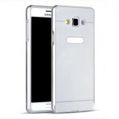 Samsung Galaxy A3 0,7 mm Metal Bumper Arka Koruma Kapaklı Gri - 1