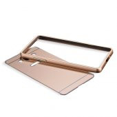 Samsung Galaxy A3 0,7 mm Metal Bumper Arka Koruma Kapaklı Gold - 2