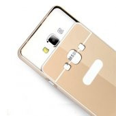 Samsung Galaxy A3 0,7 mm Metal Bumper Arka Koruma Kapaklı Gold - 3
