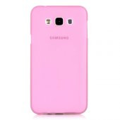 Samsung Galaxy E7 (E700) Kılıf Soft Silikon Şeffaf-Pembe Arka Kapak - 1