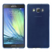 Samsung Galaxy A7 (A700) Kılıf Soft Silikon Şeffaf-Mavi Arka Kapak - 1