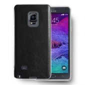 FitCase Samsung Note EDGE (N915) Kılıf Deri Dokulu Arka Kılıf Siyah - 1