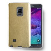 FitCase Samsung Note EDGE (N915) Kılıf Deri Dokulu Arka Kılıf Gold - 1