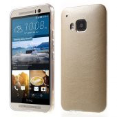 HTC One M9 Kılıf Deri Dokulu Arka Kapak Gold - 1