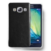 FitCase Samsung Galaxy A3 (A300) Kılıf Deri Dokulu Arka Kapak Siyah - 1