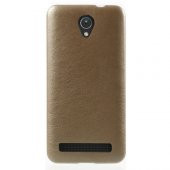 Asus Zenfone 5 Lite Kılıf Deri Dokulu Arka Kapak Gold - 1