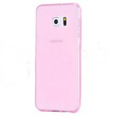 Samsung Galaxy S6 (G920) Kılıf Soft Silikon Şeffaf-Pembe Arka Kapak - 1