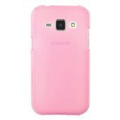 Samsung Galaxy J1 (J100) Kılıf Soft Silikon Şeffaf-Pembe Arka Kapak - 1